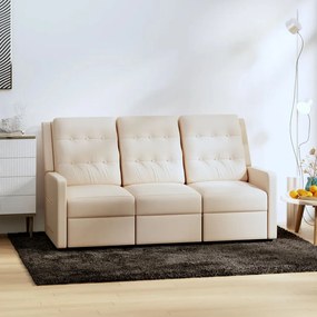 vidaXL Sofá reclinável de 3 lugares tecido cor creme