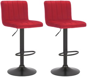 Conjunto de 2 bancos de bar Jamie com revestimento em veludo 87-107 x 41 x 49 cm Vermelho