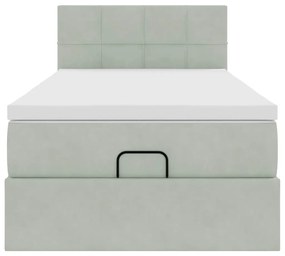 Estrutura cama otomana colchão 80x200 cm veludo cinzento claro