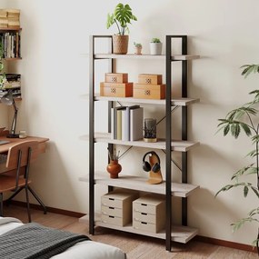 Estante vintage com 5 prateleiras 33,5 x 105 x 177,5 cm greige-preto