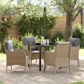 vidaXL Conjunto de Jantar para Jardim 5 pcs Bege Rattan Sintético