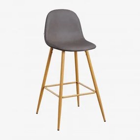 Pacote De 2 Bancos Altos Em Imitação De Couro Glamm Cinza Antracite & ↑75 Cm & Madeira Natural - Sklum