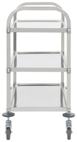 Carrinho de cozinha de 3 níveis 95x45x83,5 cm aço inoxidável
