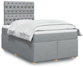 Cama boxspring com colchão 120x190 cm tecido cinzento-claro