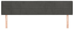 Cabeceira de cama c/ abas veludo 163x16x78/88cm cinzento-escuro