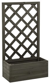 vidaXL Vaso com treliça para jardim 50x25x90 cm abeto maciço cinzento