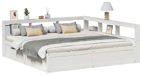 Cama com estante sem colchão 180x200 cm pinho maciço branco