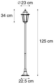 Candeeiro de pé clássico para exterior preto 125 cm IP44 - Nova Orleans Clássico / Antigo,Country / Rústico