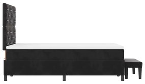 Cama Box Spring com Colchão e Banco Preto 120x200 cm Veludo
