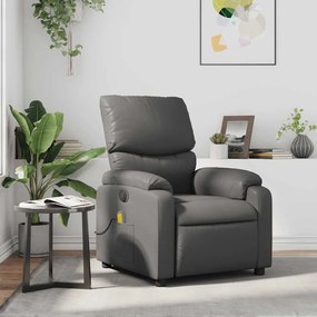 Poltrona de massagens reclinável couro artificial cinzento