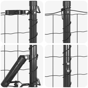 Cerca Euro com 7 Postes de Espeto, 1.4 x 10m, em Aço Galvanizado Cinze