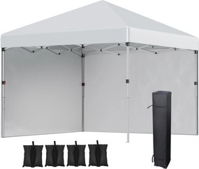 Outsunny Tenda Dobrável Pop-up 3x3 m Tenda de Jardim com 2 Paredes Laterais Anti-UV Altura Ajustável em 3 Níveis e Bolsa de Transporte Cinzento Claro | AOSOM Portugal