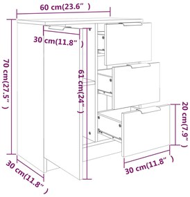 Aparadores 2 pcs 60x30x70 cm madeira processada carvalho sonoma