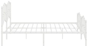 Estrutura de cama com cabeceira e pés 193x203 cm metal branco