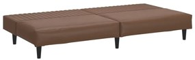 Sofá-cama de 2 lugares couro artificial castanho