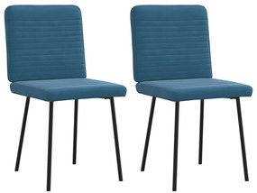 Cadeiras de jantar 2 pcs veludo azul