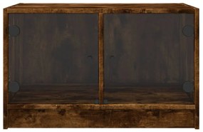 Mesa de centro c/ portas de vidro 68x50x42 cm carvalho fumado