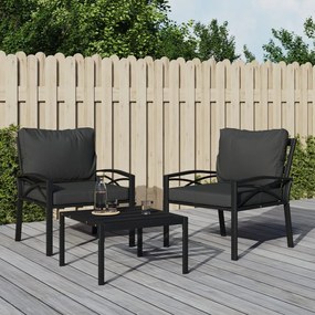 Cadeira de jardim com almofadões cinzentos 68x76x79 cm aço