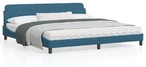 Estrutura de cama c/ cabeceira 200x200 cm veludo azul