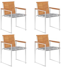 vidaXL Cadeiras de jardim c/ almofadões 4 pcs madeira de acácia maciça