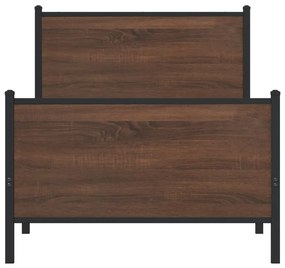 Estrutura de cama sem colchão 90x200 cm metal carvalho castanho