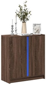 vidaXL Aparador com luzes LED derivados de madeira carvalho castanho