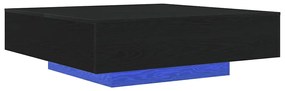 Mesa de Café vidaXL com Luzes LED Carvalho Preto 100x100x31 cm