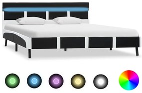 Estrutura de cama com LED 140x200 cm couro artificial preto
