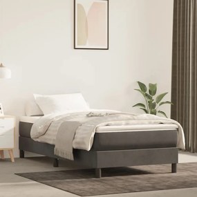 Estrutura de cama com molas 90x190 cm veludo cinzento-escuro