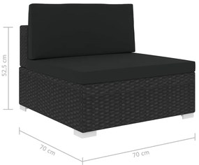 Assento de centro seccional c/ almofadões 1 pc vime PE preto
