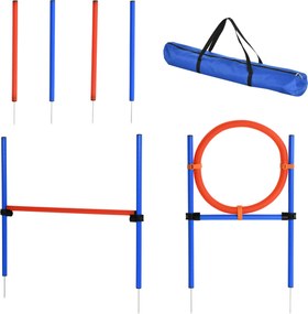 Equipamento completo de agility para cães: obstáculos e treino – conjunto de 11 peças para percurso de agility, com bolsa de transporte em aço vermelh