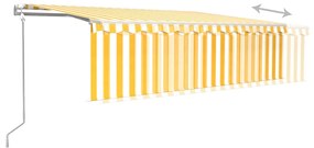 Toldo autom. c/ estore/LED/sensor de vento 5x3 m amarelo/branco