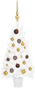 vidaXL Árvore Natal artificial pré-iluminada c/ bolas 90 cm branco