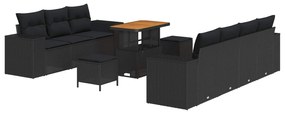 vidaXL Conjunto de Sofá de Jardim 10 pcs Preto Rattan de Polipropileno