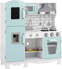 Cozinha de Madeira com Luzes e Sons, Exaustor, Dispensador de Água, Máquina de Café, Frigorífico e Forno