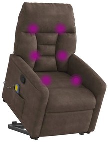 Poltrona de massagens reclinável elevatória microfibra castanho