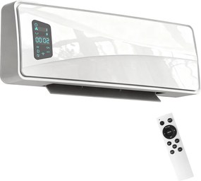 HOMCOM Aquecedor Elétrico de Baixo Consumo de Parede 2000W com 3 Modos Ecrã LED Termostato Temporizador e Oscilação 54x18,7x14,5 cm Branco | Aosom Portugal