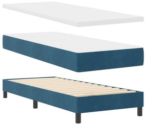 Camas Box Spring vidaXL com Colchão Azul Escuro 80x200 cm Veludo