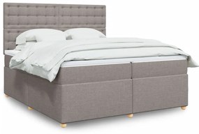 Cama com molas/colchão 200x200 cm tecido castanho-acinzentado