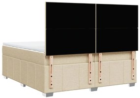 Cama com molas/colchão 200x200 cm tecido cor creme