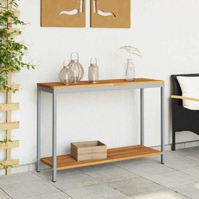 Mesa de Exterior Natural e Cinza 35 x 110 x 75 cm em Madeira Sólida e