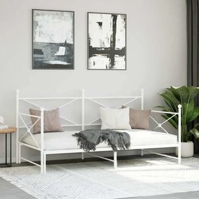 Cama de dia com gavetão sem colchão 100x200 cm aço branco