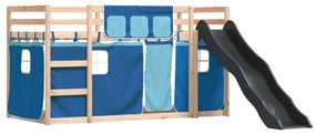 Beliche com escorrega e cortinas 90x190 cm azul