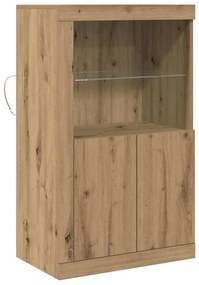 Sideboard vidaXL com luzes LED Carvalho Artesanal 60,5x37x100 cm