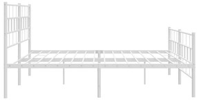 Estrutura de cama com cabeceira e pés 193x203 cm metal branco