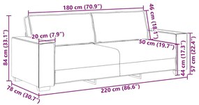 Sofá de 3 lugares cinza claro 180 cm Tecido
