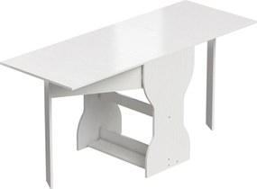 HOMCOM Mesa de Jantar Dobrável para 4 Pessoas com Prateleira, em Madeira, 160x60x75 cm, Branco | Aosom Portugal