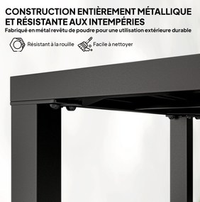 Mesa de jardim quadrada 45 C x 45 P x 45,5 A cm, mesa de terraço, estrutura em metal, para interior e exterior, para varanda, alpendre, pátio, preta