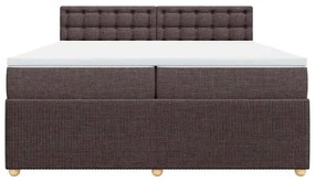 Cama com molas/colchão 200x200 cm tecido castanho-escuro