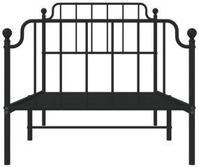 Estrutura de cama com cabeceira e pés 90x200 cm metal preto